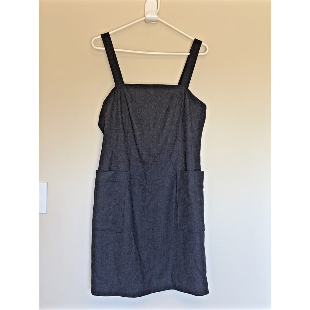 Club Monaco Charcoal Black Wool Blend Lined Jumper Overall Pocket Dress Womens 6